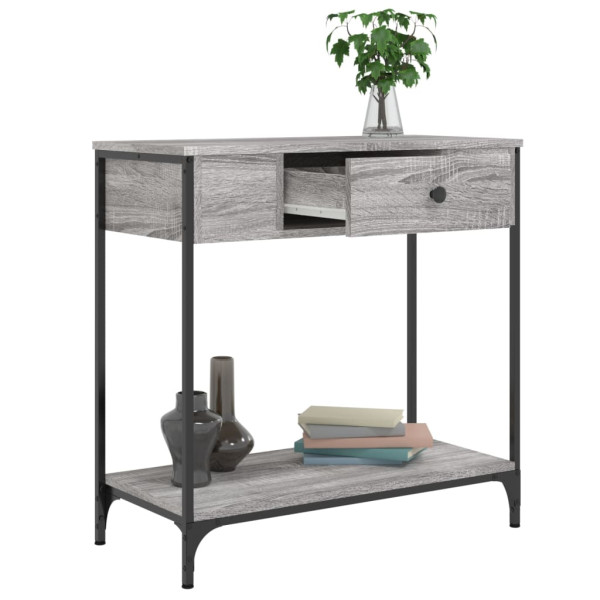 Mesa consola madera de ingeniería gris Sonoma 75x34.5x75 cm M 4