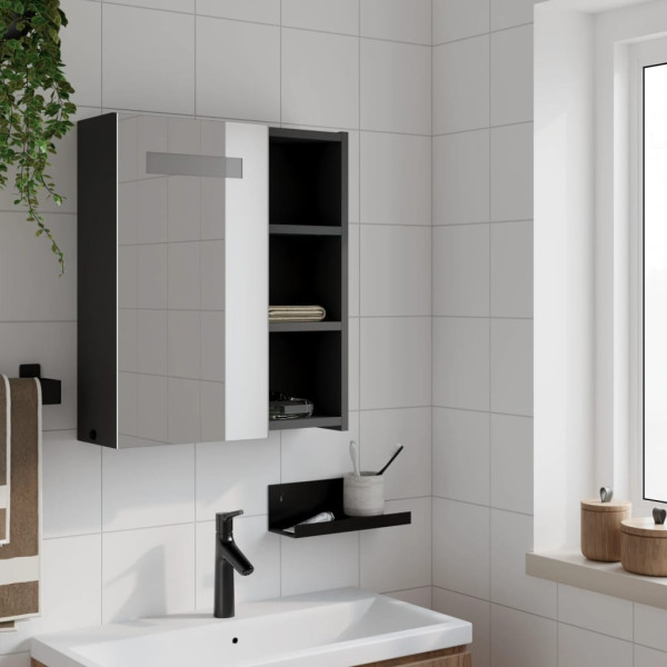 Mueble de baño con espejo y luz LED negro 45x13x52 cm M 3