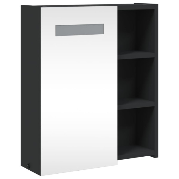 Mueble de baño con espejo y luz LED negro 45x13x52 cm M 4