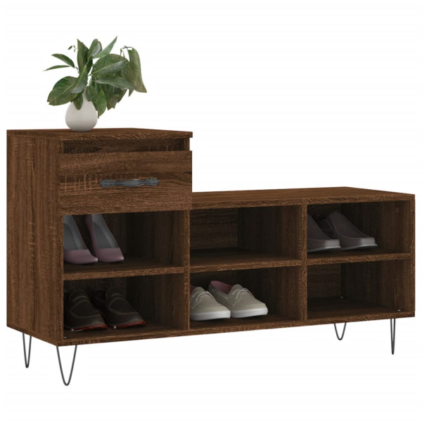 Mueble zapatero madera contrachapada roble marrón 102x36x60 cm M 3