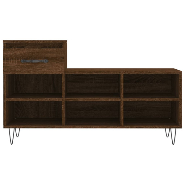 Mueble zapatero madera contrachapada roble marrón 102x36x60 cm M 5