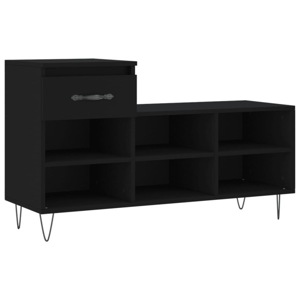 Mueble zapatero madera contrachapada negro 102x36x60 cm M 2