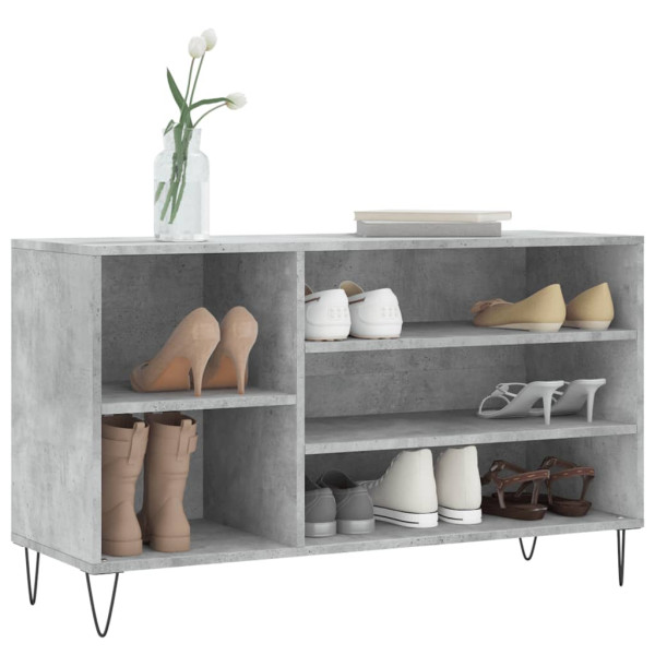 Mueble zapatero madera contrachapada gris hormigón 102x36x60 cm M 3