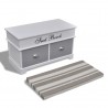 Banco baúl de madera y cojin gris. con cajones 4