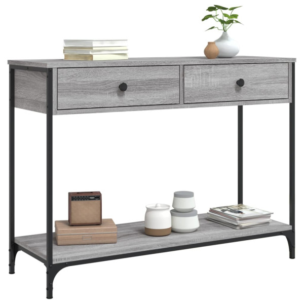 Mesa consola madera de ingeniería gris Sonoma 100x34.5x75 cm M 3