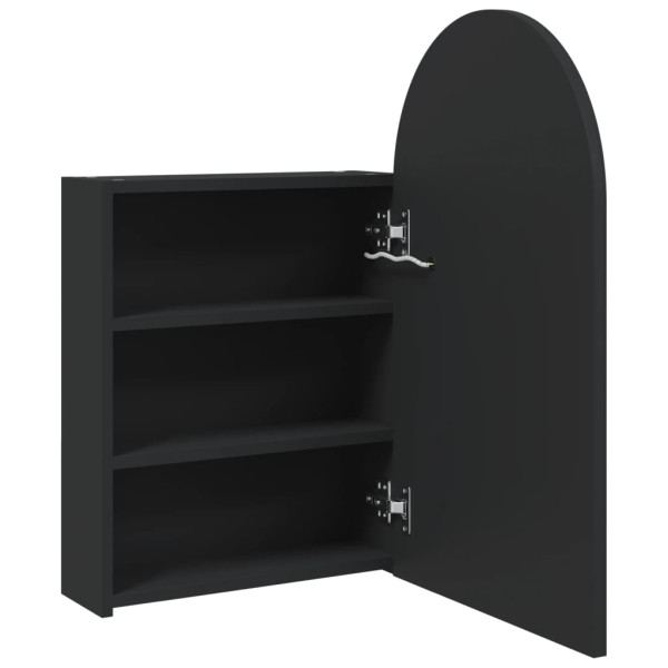 Mueble de baño con espejo arqueado y luz LED negro 42x13x70 cm M 5