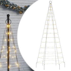 Árvore de Natal LED no mastro 200 LEDs branco quente 180 cm H