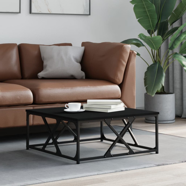 Mesa de centro madera contrachapada negro 70x70x30 cm D