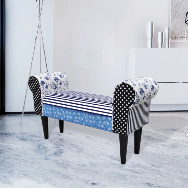 Banco patchwork azul y blanco D