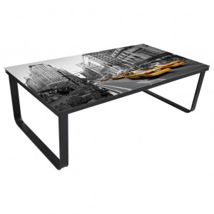 Mesa de centro con tablero de cristal rectangular H