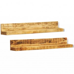 Estantes de pared 2 uds madera maciza H