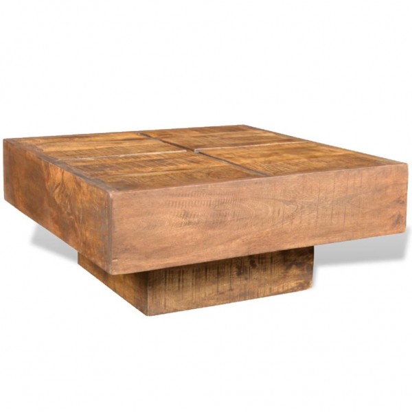 Mesa de centro cuadrada de madera de mango marrón M 4