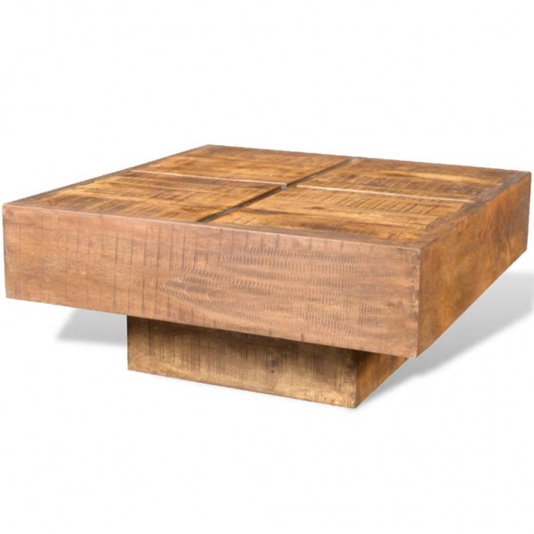 Mesa de centro cuadrada de madera de mango marrón M 5