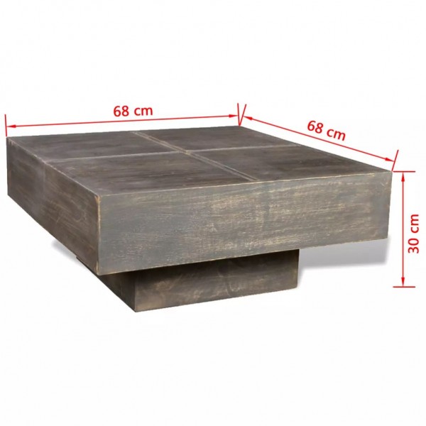 Mesa de centro cuadrada de madera maciza de mango marrón M 5