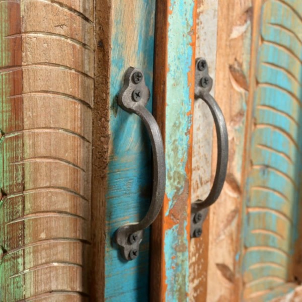 Conjunto de ármario de banheiro com espelho de madeira recuperada M 4