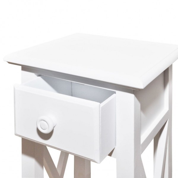 Mesa lateral com gaveta branco M 4
