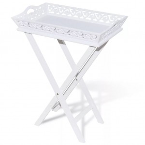 Mesa lateral com tabuleiro branco H