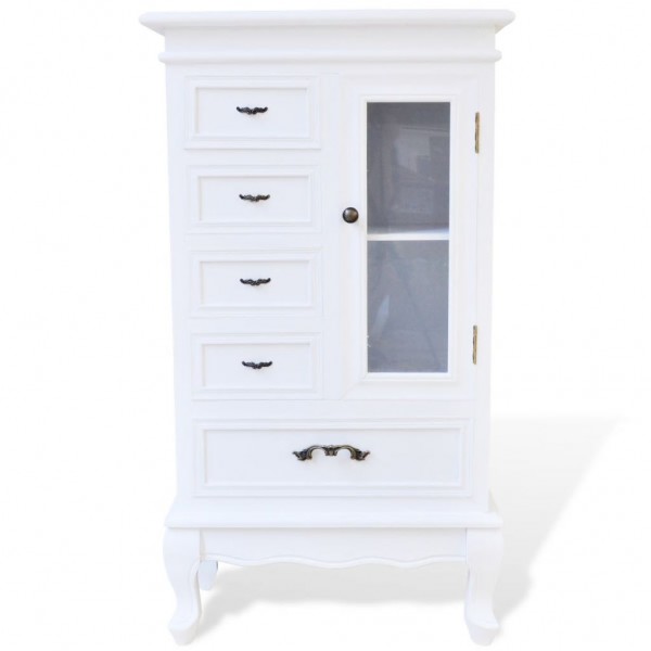 Mueble de 5 cajones y 2 estantes blanco M 4