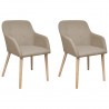 Sillas de comedor 2 uds tela beige y madera maciza de roble 1