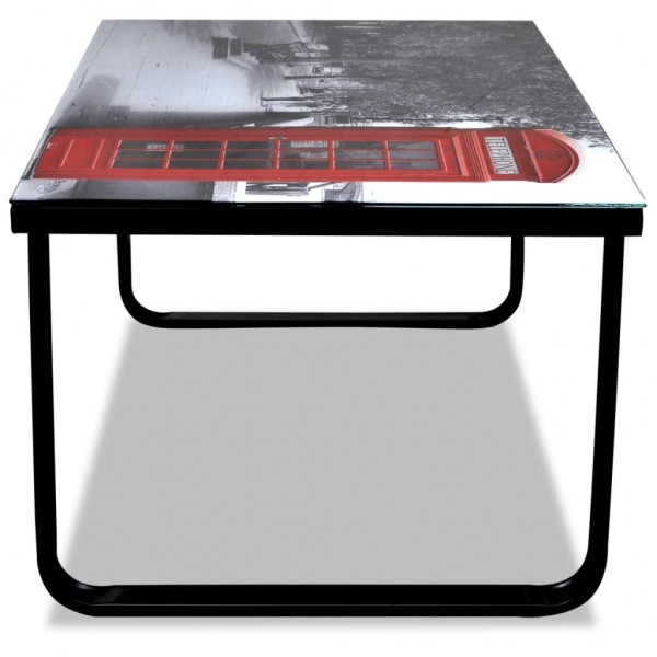Mesa de centro superficie de vidrio con foto de cabina inglesa M 5