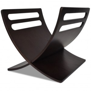 Porta-revistas de suporte no chão madeira castanho H