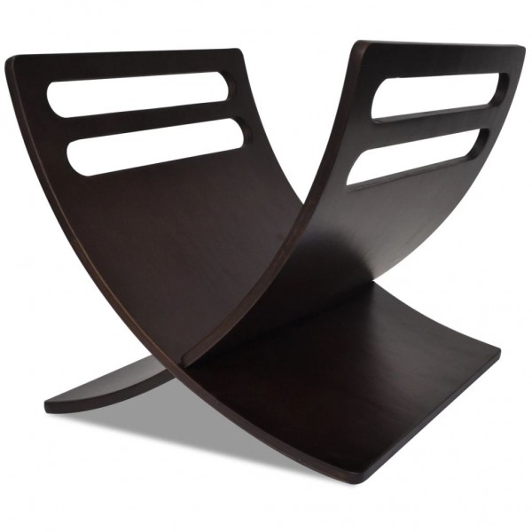 Porta-revistas de suporte no chão madeira castanho M 2