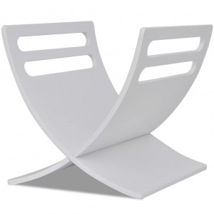 Porta-revistas de suporte no chão madeira branco H