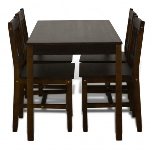 Mesa de comedor y 4 sillas madera marrón H