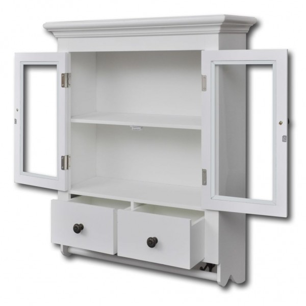 vidaxl Armario de cocina de pared de madera y puerta de vidrio blanco M 4