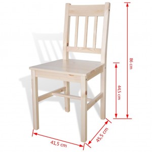 Sillas de comedor 2 unidades madera de pino H