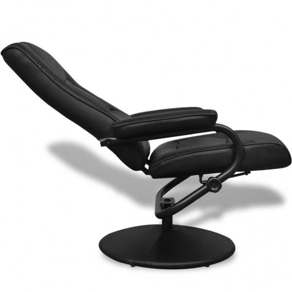 Sillón de TV con reposapiés cuero sintético sintético negro M 3