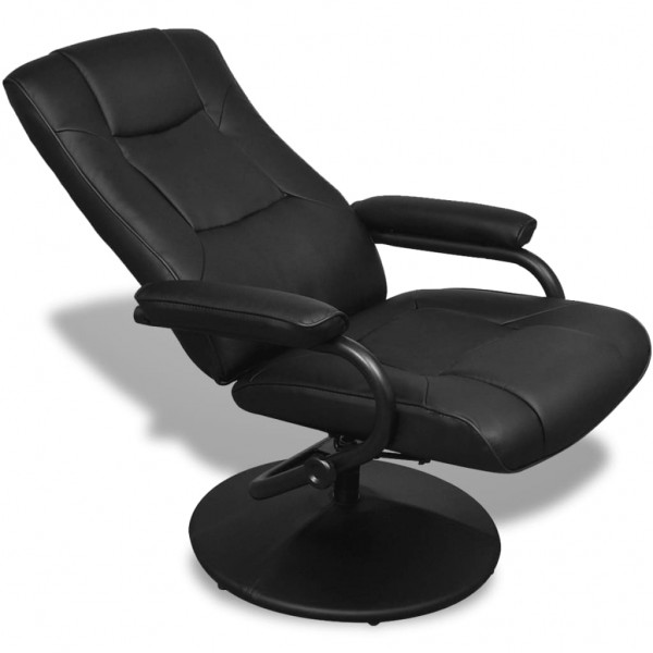 Sillón de TV con reposapiés cuero sintético sintético negro M 5