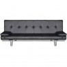 Sofa-cama ajustável com 2 almofadas couro artificial preto 2