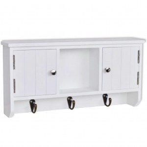 Armario de pared para llaves y joyas con puertas y ganchos H