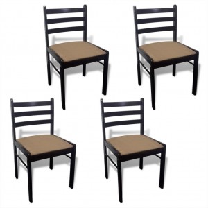 Sillas de comedor 4 uds madera maciza caucho terciopelo marrón H