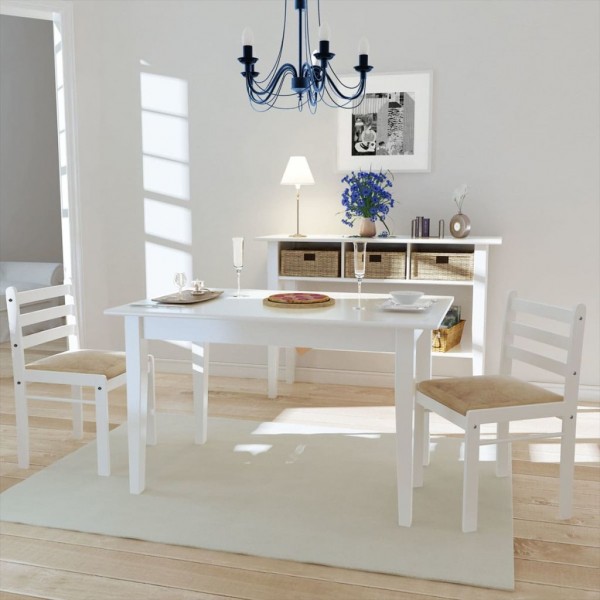 Sillas de comedor 2 uds madera maciza caucho terciopelo blanco D