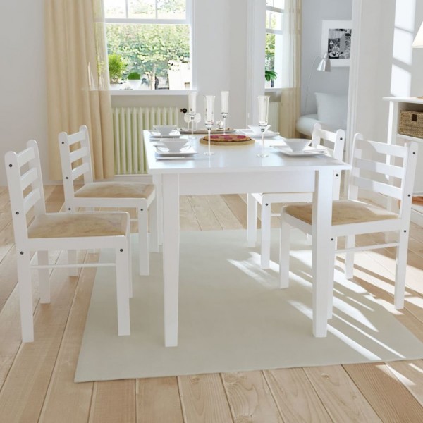 Sillas de comedor 4 uds madera maciza caucho terciopelo blanco D