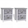 Mesa de cabeceira com 2 gaveta 2 pcs cinzento e branco 1