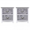 Mesa de cabeceira com 2 gaveta 2 pcs cinzento e branco 4