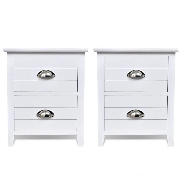 Mesa de cabeceira com 2 gavetas 2 pcs branco M 4