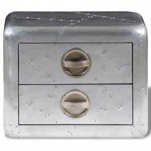 Mesa auxiliar estilo aviador con 2 cajones vintage H