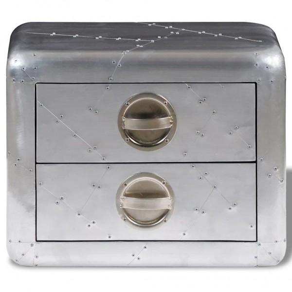 Mesa auxiliar estilo aviador con 2 cajones vintage M 2