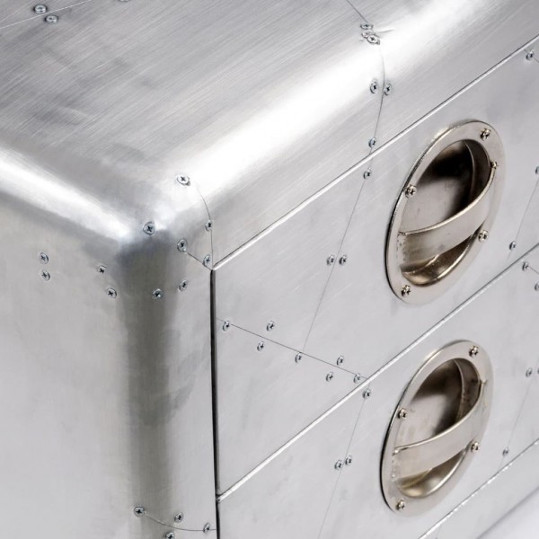 Mesa auxiliar estilo aviador con 2 cajones vintage M 4