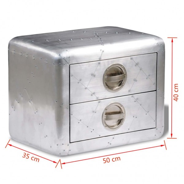 Mesa auxiliar estilo aviador con 2 cajones vintage M 5