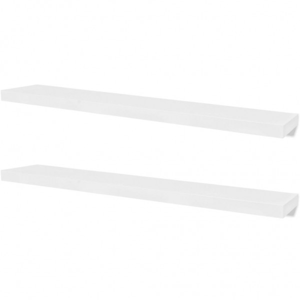 2 estanterías suspendidas de tablero MDF blanco para libros/DVDs M 2