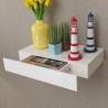 Estante de pared flotante con un cajón MDF blanco 1