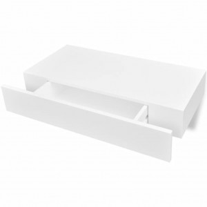 Prateleira de parede c/ 1 gaveta para livros/DVD MDF branco H