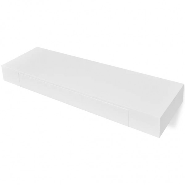 Estante de pared flotante con un cajón MDF blanco M 2
