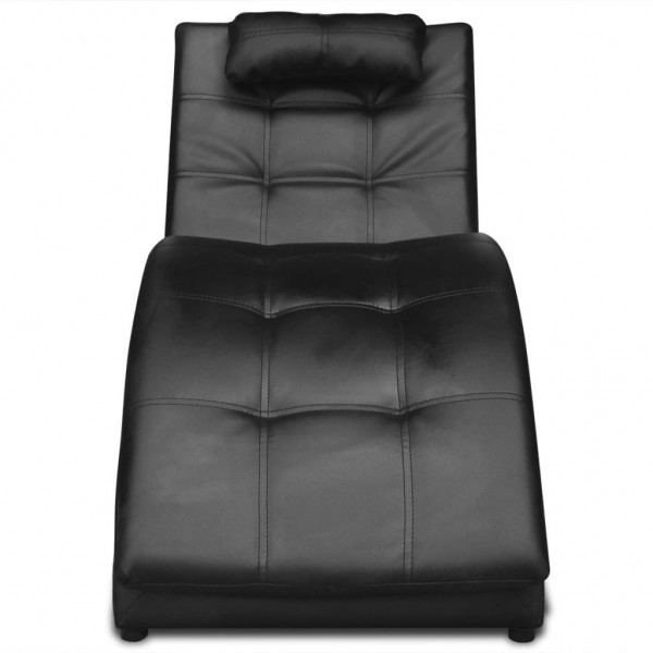 Diván con almohada de cuero sintético negro M 3
