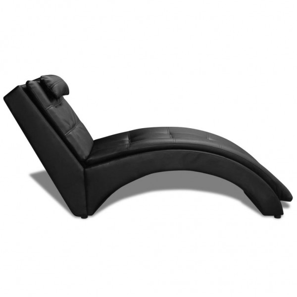 Chaise longue com almofada couro artificial preto M 4